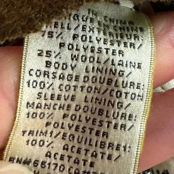 Anthropologie Elevenses Frilled Echelons Peacoat Size 4 Brown Ruffle Jacket Wool - Picture 6 of 8